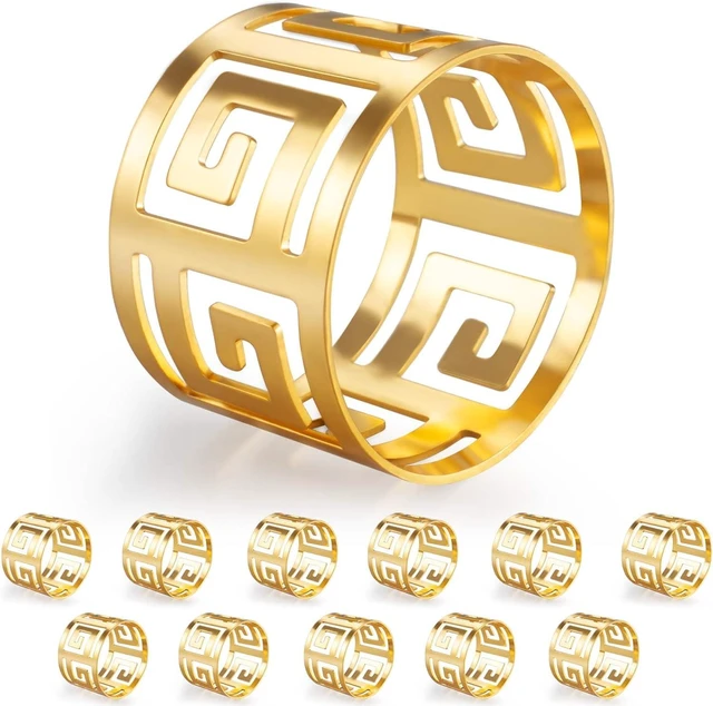Main image of Luxurious Hollow Out Design Napkin Rings Holder, Gold | Exceptional Craftsmanship, Set of 12, For Wedding Dinning Birthday Parties