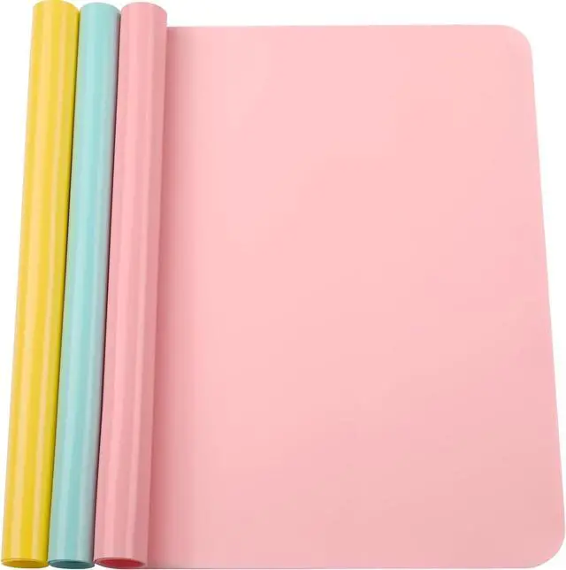 Main image of 3 Pack Silicone Mats, 15.7"x 11.8" Silicone Sheets for Crafts, Placemat, Resin Casting Molds Mat, Jewelry Casting Supplies (Pink Blue Yellow)