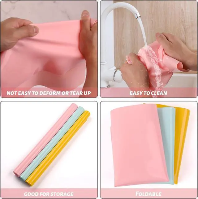 Alt view image 6 of 6 - 3 Pack Silicone Mats, 15.7"x 11.8" Silicone Sheets for Crafts, Placemat, Resin Casting Molds Mat, Jewelry Casting Supplies (Pink Blue Yellow)