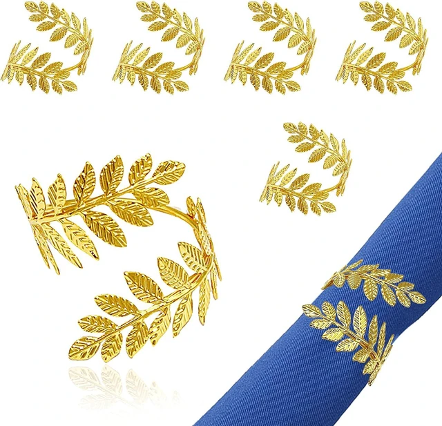 Main image of Thanksgiving Napkin Rings Set of 6 Gold Metal Wheat Leaf Napkin Holder for Fall Party Wedding Holiday Gatherings Decor,Boho Dining Tabe Setting for Formal or Casual Rustic Farmhouse Daily