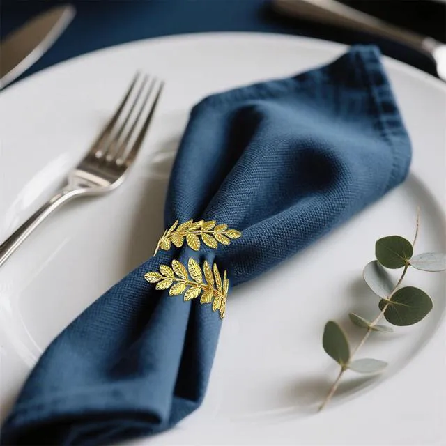 Alt view image 4 of 7 - Thanksgiving Napkin Rings Set of 6 Gold Metal Wheat Leaf Napkin Holder for Fall Party Wedding Holiday Gatherings Decor,Boho Dining Tabe Setting for Formal or Casual Rustic Farmhouse Daily