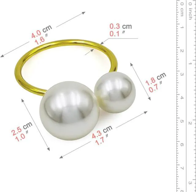 Alt view image 3 of 7 - Napkin Rings - Pearl Gold Napkin Rings Set of 6 for Dinner Party Table Decor, Christmas Thanksgiving Fall Holiday Napkin Holder in Gift Box