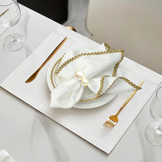 Alt view image 4 of 7 - Napkin Rings - Pearl Gold Napkin Rings Set of 6 for Dinner Party Table Decor, Christmas Thanksgiving Fall Holiday Napkin Holder in Gift Box