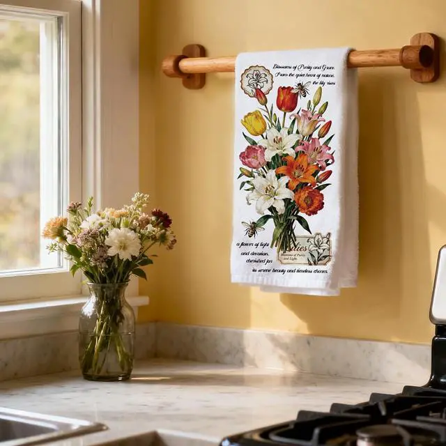 Alt view image 7 of 7 - Vintage Floral Decorative Kitchen Towels Set of 4, 15.74"x23.62" Soft & Absorbent Microfiber Dish Towel for Tea Coffee Bar Home, Best Gift for Housewarming Christmas Thanksgiving Birthday