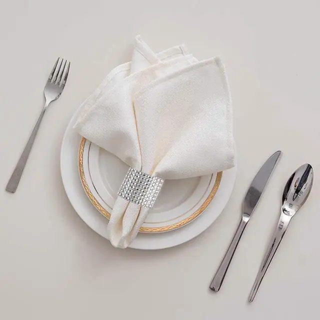 Alt view image 3 of 7 - 50pcs Napkin Rings, Silver Napkin Rings Buckles | Napkin Rings for Table Decorations, Wedding, Dinner, Party, DIY Decoration