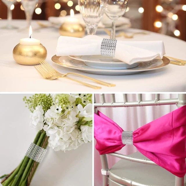 Alt view image 5 of 7 - 50pcs Napkin Rings, Silver Napkin Rings Buckles | Napkin Rings for Table Decorations, Wedding, Dinner, Party, DIY Decoration
