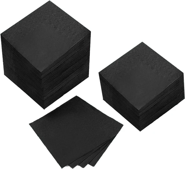 Main image of 100 Pack Cocktail Napkin 2-Ply Disposable Napkins 5 x 5IN Black