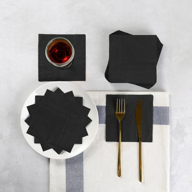 Alt view image 5 of 7 - 100 Pack Cocktail Napkin 2-Ply Disposable Napkins 5 x 5IN Black
