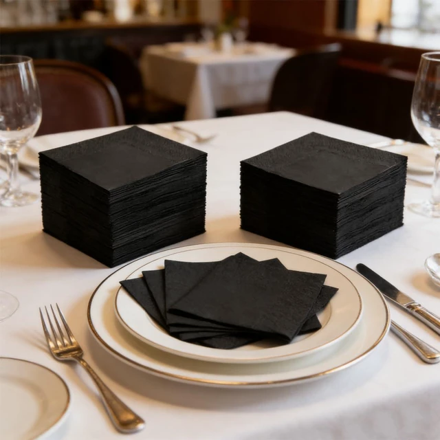 Alt view image 7 of 7 - 100 Pack Cocktail Napkin 2-Ply Disposable Napkins 5 x 5IN Black