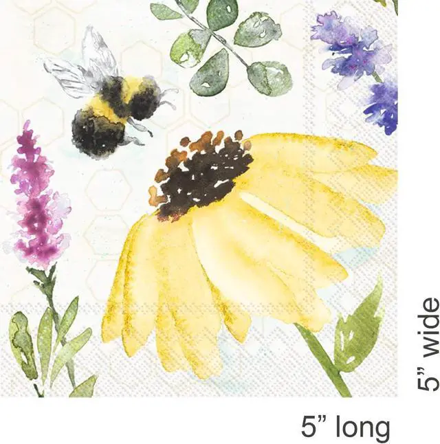 Alt view image 2 of 4 - IHR 3-Ply Paper Napkins, 20-Count Cocktail Size, Summer Bees Cream