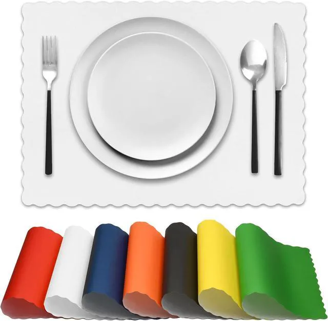 Alt view image 2 of 6 - Disposable Paper Placemats Premium, 100 Pack of White Scalloped Edge Placemats, Perfect Size 10x 14