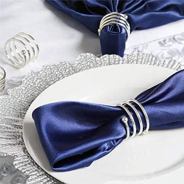 Alt view image 4 of 7 - Silver Spring Napkin Rings Set of 8, Christmas Napkin Rings Metal Napkin Holders for Thanksgiving Weddings Family Gatherings Table Decorations (8 Spring Silver)