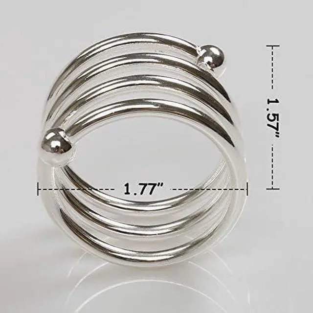 Alt view image 7 of 7 - Silver Spring Napkin Rings Set of 8, Christmas Napkin Rings Metal Napkin Holders for Thanksgiving Weddings Family Gatherings Table Decorations (8 Spring Silver)