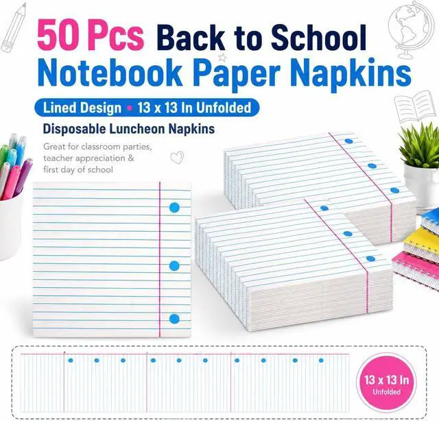 Alt view image 6 of 7 - 50Pcs Back to School Paper Napkins 13x13 Inches Luncheon Party Napkins