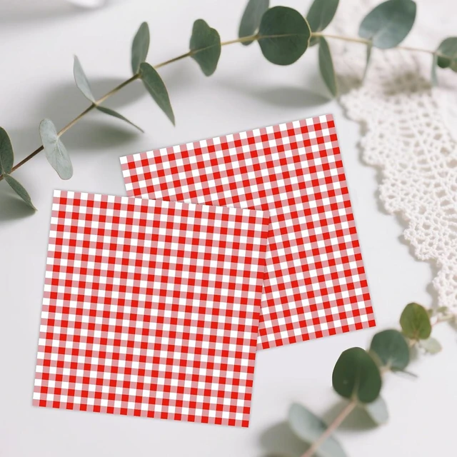 Alt view image 5 of 7 - 50 Pcs Red Gingham Paper Napkins, Disposable Red and White Checkered Luncheon Napkin Plaid Dinner Beverage Napkin for Picnic Baby & Bridal Shower Wedding Birthday Party Decorations