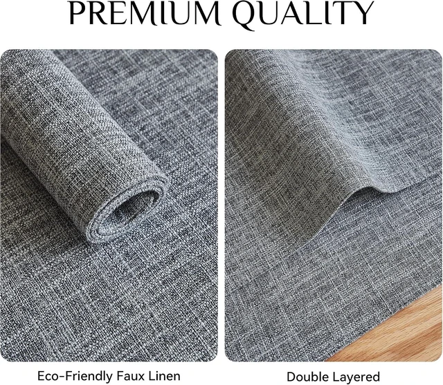 Alt view image 4 of 7 - Faux Linen Cloth Placemats Set of 4-12 x 18 Inch, Light Grey