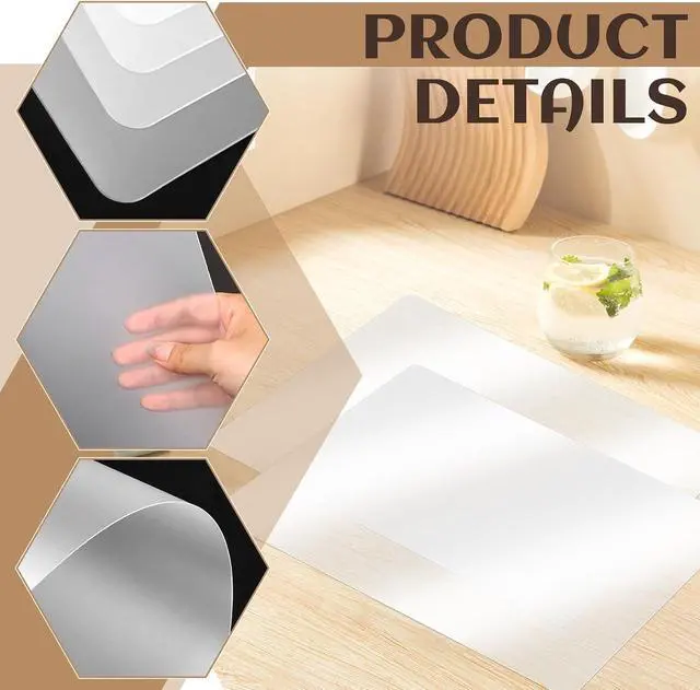 Alt view image 3 of 7 - 10 PCS Plastic Placemat Heat Resistant Washable Table Mats, Clear Placemats for Table, Dining, Kitchen, Crafting and Shelf Liner, 17 x 11 Inch