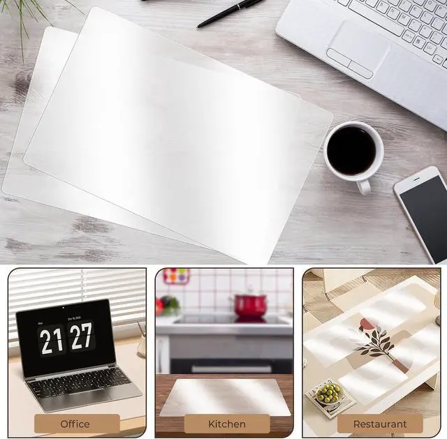 Alt view image 7 of 7 - 10 PCS Plastic Placemat Heat Resistant Washable Table Mats, Clear Placemats for Table, Dining, Kitchen, Crafting and Shelf Liner, 17 x 11 Inch