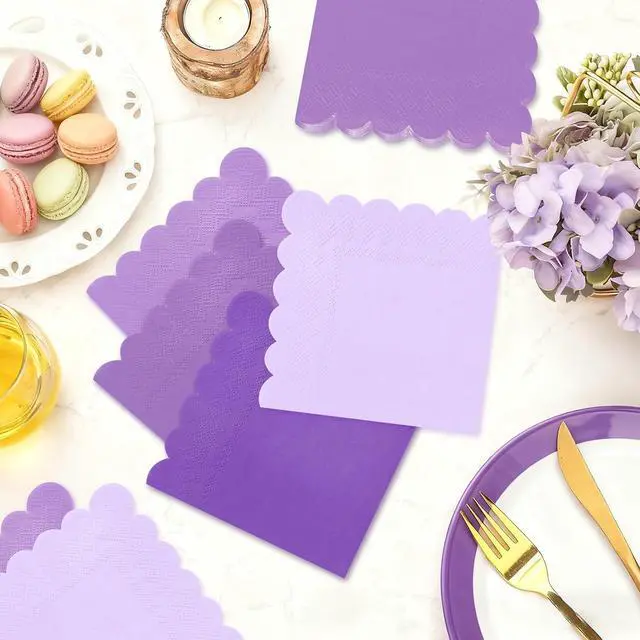 Alt view image 4 of 7 - 120PCS Gradient Purple Cocktail Beverage Party Napkins