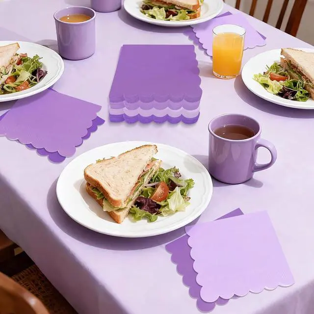 Alt view image 5 of 7 - 120PCS Gradient Purple Cocktail Beverage Party Napkins