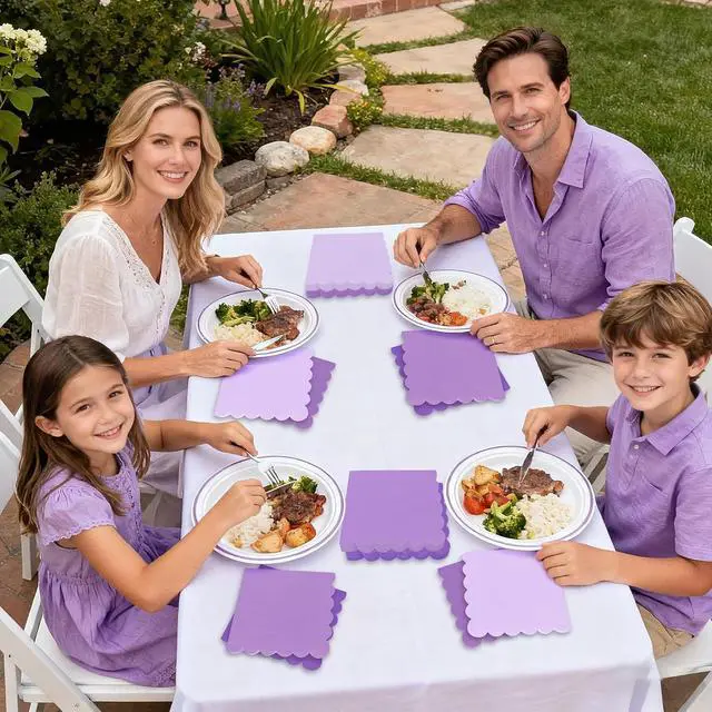 Alt view image 6 of 7 - 120PCS Gradient Purple Cocktail Beverage Party Napkins