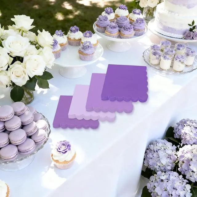 Alt view image 7 of 7 - 120PCS Gradient Purple Cocktail Beverage Party Napkins