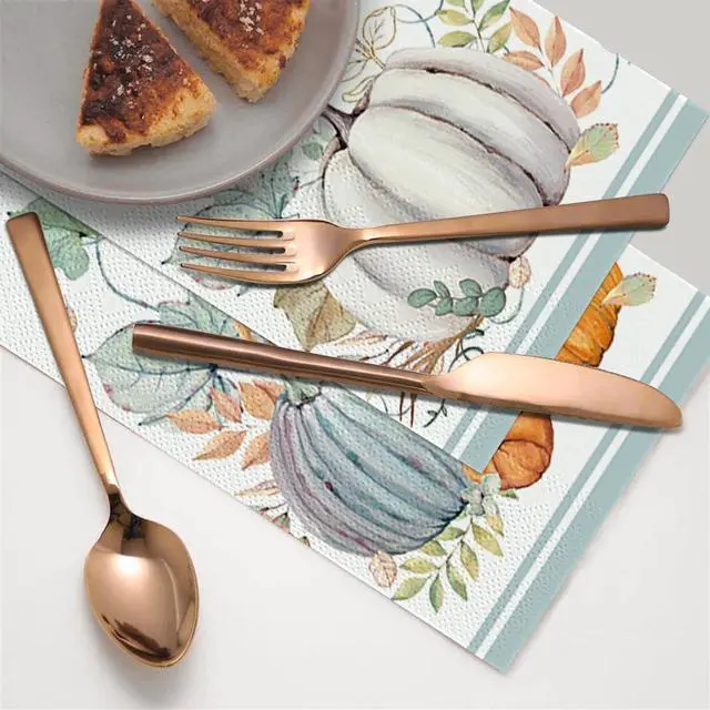 Alt view image 3 of 6 - 100Pcs Fall Paper Napkins, Watercolor Pumpkin