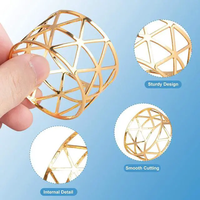 Alt view image 3 of 7 - 12PCS-LUNEY Gold Napkin Rings Set of 12 Metal Napkin Holder for Table Decor | 1.8" Dia×1.14" W, Sturdy Rustproof, Easy Wipe Clean, Recyclable, for Dining Wedding Birthday Party Holiday fall