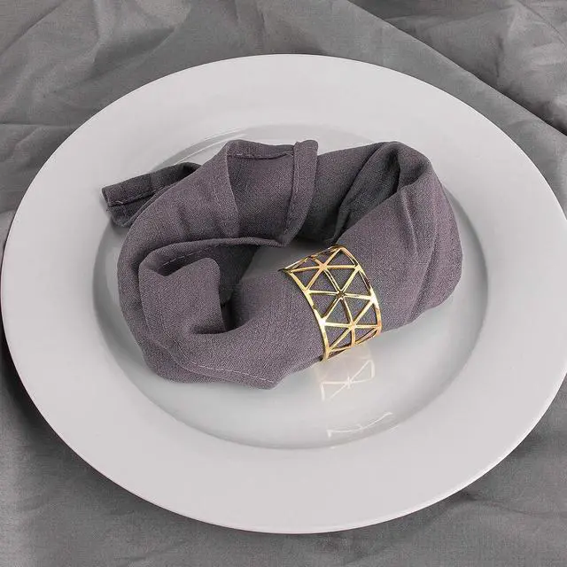 Alt view image 4 of 7 - 12PCS-LUNEY Gold Napkin Rings Set of 12 Metal Napkin Holder for Table Decor | 1.8" Dia×1.14" W, Sturdy Rustproof, Easy Wipe Clean, Recyclable, for Dining Wedding Birthday Party Holiday fall