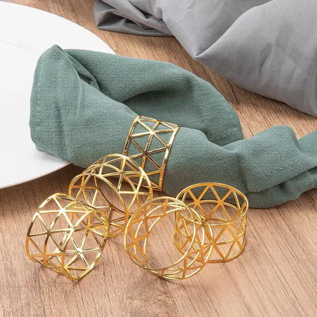 Alt view image 5 of 7 - 12PCS-LUNEY Gold Napkin Rings Set of 12 Metal Napkin Holder for Table Decor | 1.8" Dia×1.14" W, Sturdy Rustproof, Easy Wipe Clean, Recyclable, for Dining Wedding Birthday Party Holiday fall