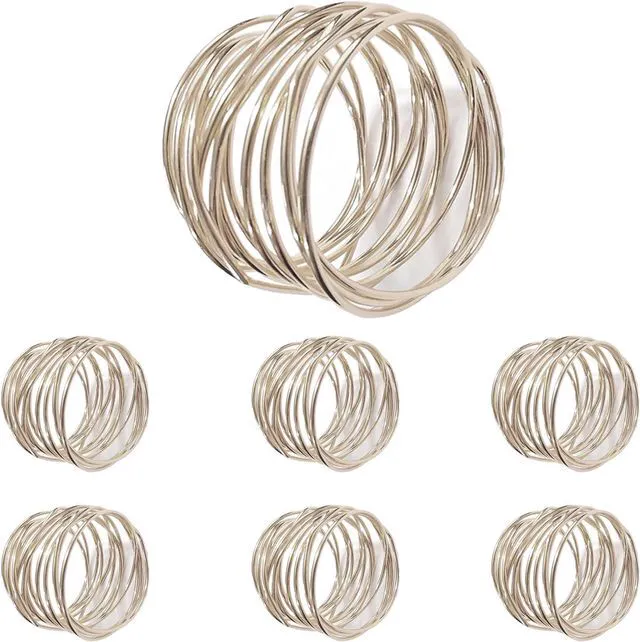 Main image of Silver Napkin Rings - 6 PCS Metal Napkin Rings(Twisted Wire) | Napkin Holders Buckles for Family Dinner, Wedding, Party,Table Decorations