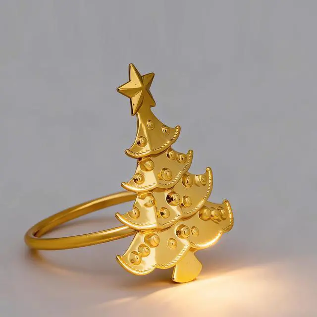 Alt view image 2 of 7 - 12pcs Christmas Napkin Rings, Gold Christmas Tree Napkin Rings Metal Napkin Holder for Xmas Holiday Party Dinner Table Decorations