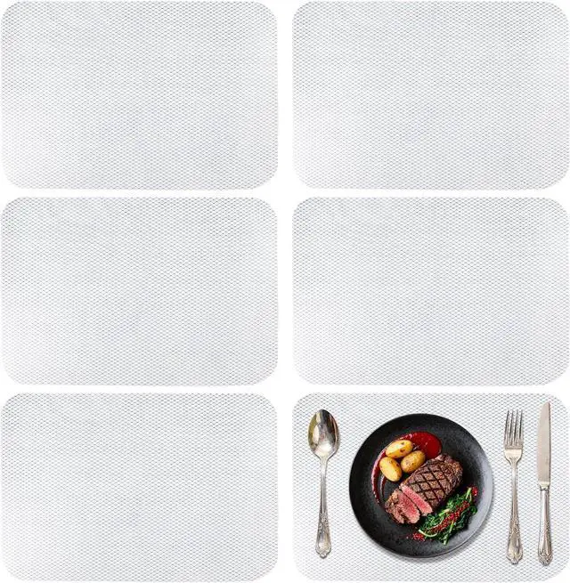 Main image of Clear Plastic Placemats Set of 6-Polypropylene Table Protector for Dining, Kitchen, Office, Painting Table, Shelves-Heat Resistant, Crystal Clear, Wipeable Place Mats-11x15.7