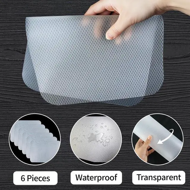 Alt view image 3 of 7 - Clear Plastic Placemats Set of 6-Polypropylene Table Protector for Dining, Kitchen, Office, Painting Table, Shelves-Heat Resistant, Crystal Clear, Wipeable Place Mats-11x15.7