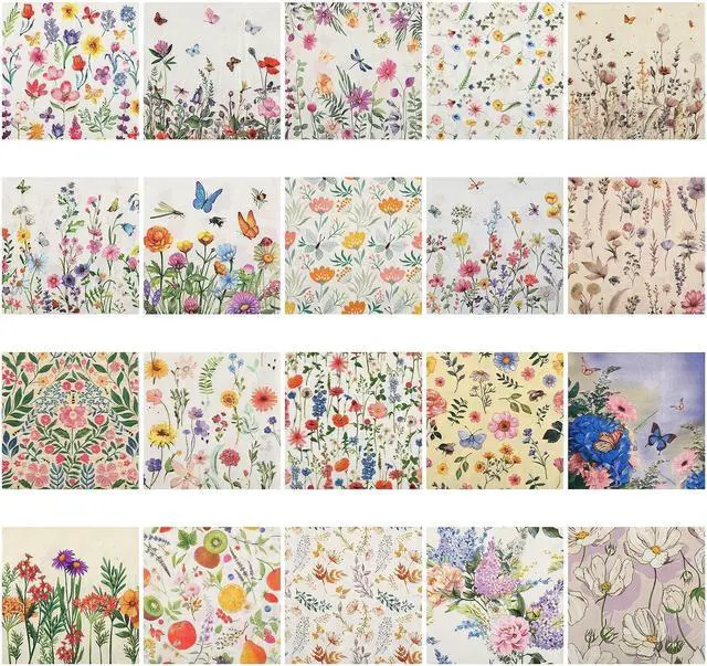Main image of 20 Pack Assorted Floral Napkins for Decoupage Wildflower Decorative Paper Napkins for Decoupage, Floral Cocktail Napkin 6.5'' for DIY Wedding Birthday Gift Party Baby Shower, 20 Styles