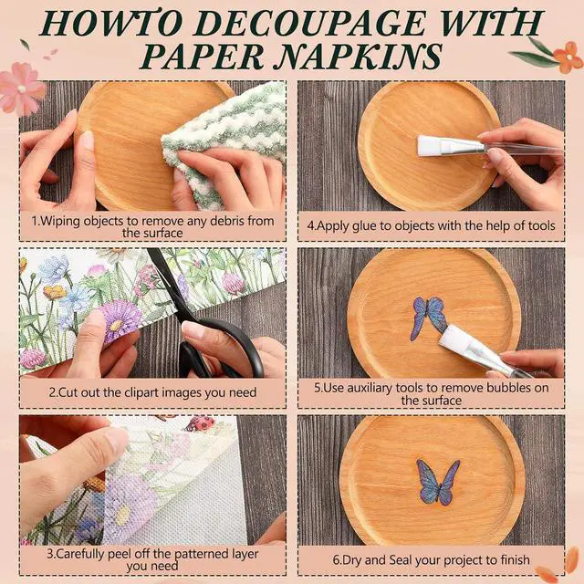 Alt view image 4 of 7 - 20 Pack Assorted Floral Napkins for Decoupage Wildflower Decorative Paper Napkins for Decoupage, Floral Cocktail Napkin 6.5'' for DIY Wedding Birthday Gift Party Baby Shower, 20 Styles