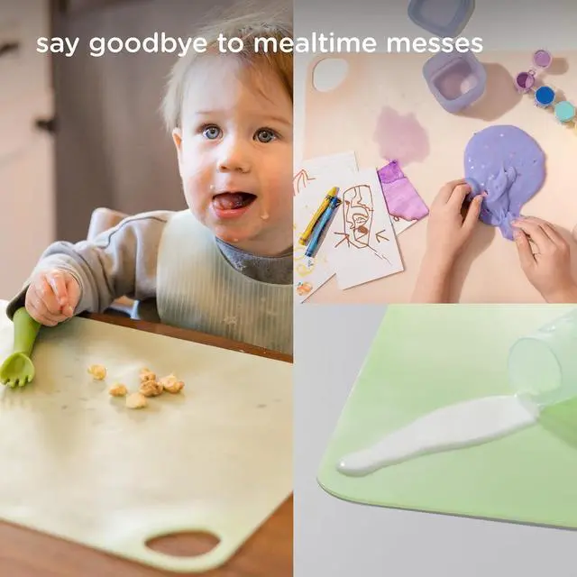 Alt view image 4 of 7 - Fold N Go Silicone Placemat w Travel Case | Dishwasher Safe, BPA Free, Non-Slip, Waterproof | Mini Dining Mat for Infants, Babies, Toddlers and Kids (1, Blueberry)