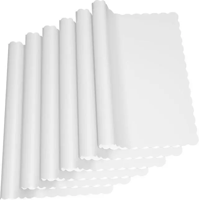 Alt view image 6 of 7 - Disposable Paper Placemats, Scalloped Edge Table Mats, White, Pack of 100