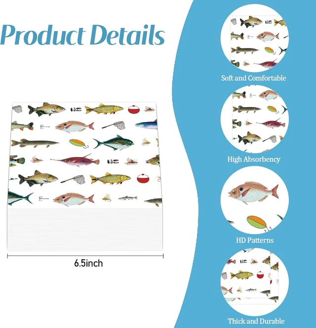Alt view image 3 of 7 - 50 Pcs Fishing Napkins 13 x 13 Inches, Fishing Birthday Paper Napkins Disposable Luncheon Party Napkin Cocktail Napkins for for Ofishally One Birthday Decorations (Fishing)