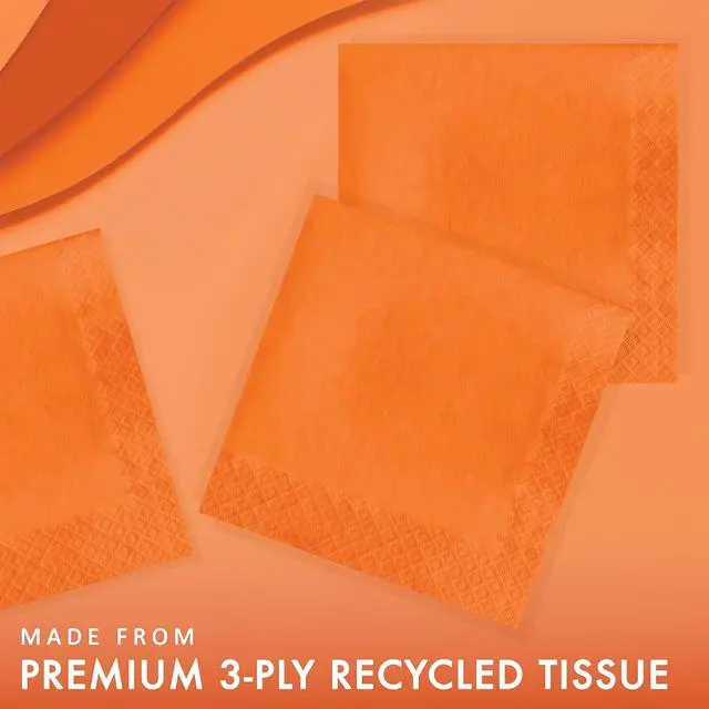 Alt view image 2 of 6 - 3-Ply Paper Luncheon Napkins, Sunkissed Orange Color, 50 Count