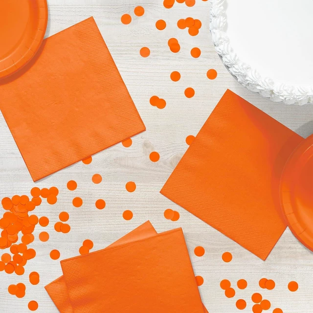 Alt view image 4 of 6 - 3-Ply Paper Luncheon Napkins, Sunkissed Orange Color, 50 Count