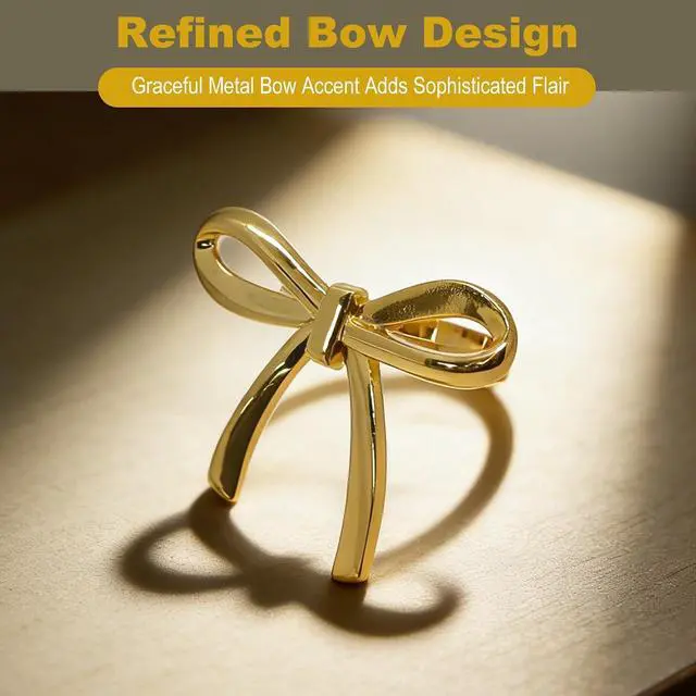 Alt view image 4 of 7 - 6Pcs Bow Napkin Rings Gold Elegant Ring Holders for Napkins Vintage Metal Holder Set for Bridal Dinner Wedding Party and Banquet Table Decorations