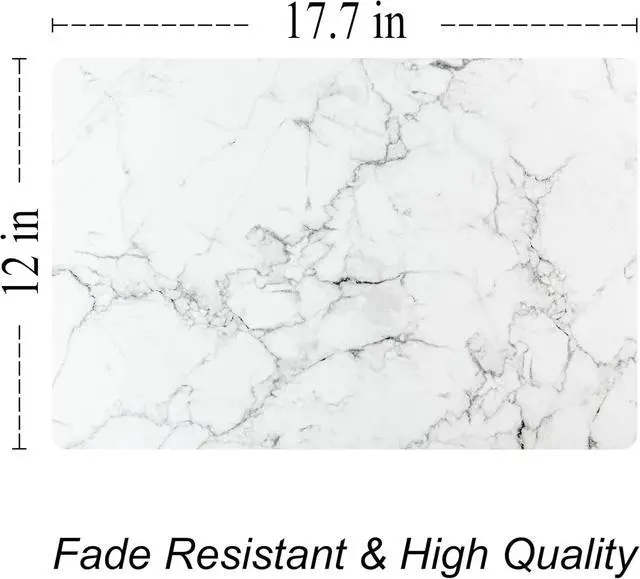 Alt view image 4 of 6 - Placemat Set of 4 - Durable Woven Vinyl Placemats, Indoor/Outdoor, Heat Resistant, Washable, Wipeable, Kitchen & Patio Linens, Square Table Mats, Marble White