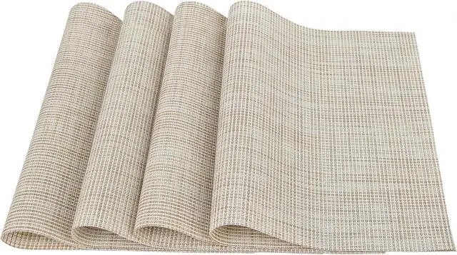 Alt view image 7 of 7 - Placemats Set of 4 - Heat Resistant Place Mats for Dining Table, Washable Vinyl Non-Slip Table Mats for Kitchen and Dining Mother's Day Engagement Wedding Party Thanksgiving(Beige