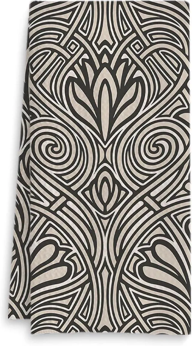 Main image of Vintage Floral Kitchen Towels, Retro Black and Gold Italian Print Decorative Hand Towels for Bathroom, Neutral Floral Dish Towels, Neutral Kitchen Bathroom Decor, 16x24 Inch