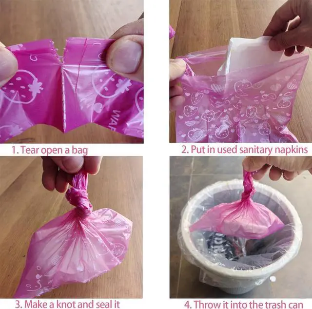 Alt view image 4 of 6 - 150Pcs Sanitary Napkin Disposal Bags, Feminine Hygiene Disposal Bags, Disposal for Tampons, Liners, and Pads