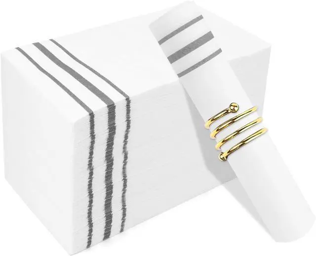 Main image of 100 Pack Paper Napkins Disposable Hand Towels for Bathroom, Soft Silver Dinner Napkins Disposable Decorative, Paper Guest Towels for Bathroom, Kitchen Wedding Bridal Baby Shower Birthday Party Events