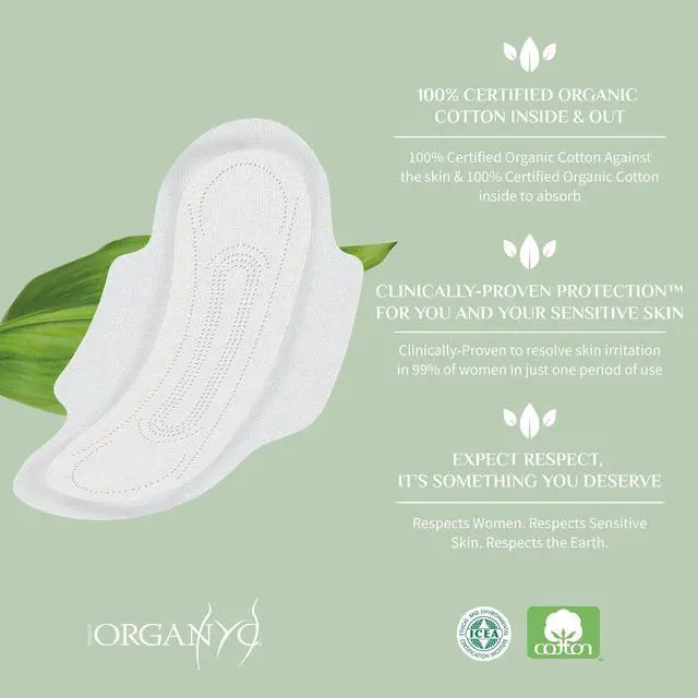 Alt view image 3 of 7 - 100% Certified Organic Cotton Feminine Pads - Heavy Flow, 10 Count (Pack of 1) (B003ART1JG)