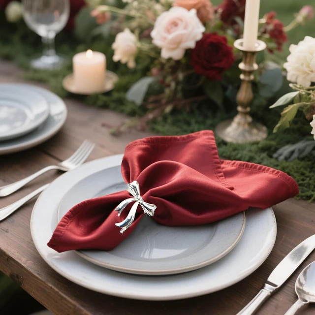 Alt view image 3 of 7 - Silver Bow Napkin Rings Set of 6 Metal Bow Napkin Ring Holders for Valentine Day Wedding Banquet Decor,Elegant Butterfly Knot Napkin Rings for Holiday Party Birthday Dining Table Setting