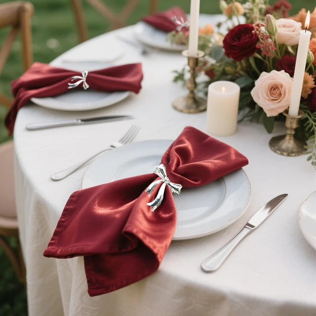 Alt view image 5 of 7 - Silver Bow Napkin Rings Set of 6 Metal Bow Napkin Ring Holders for Valentine Day Wedding Banquet Decor,Elegant Butterfly Knot Napkin Rings for Holiday Party Birthday Dining Table Setting